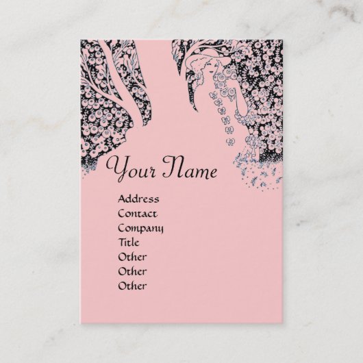 ROMANCE MONOGRAM, zwart en roze Visitekaartje (Voorkant)