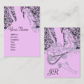 ROMANCE MONOGRAM, zwart en roze Visitekaartje (Voorkant / Achterkant)