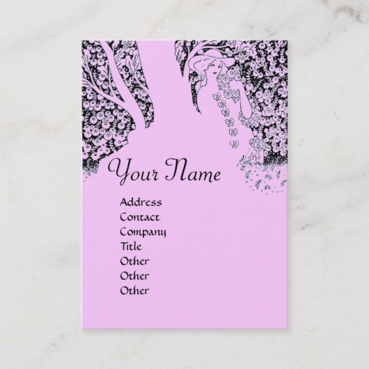 ROMANCE MONOGRAM, zwart en roze Visitekaartje (Voorkant)