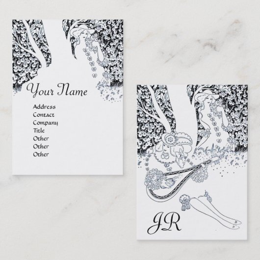 ROMANCE MONOGRAM, zwart-wit Visitekaartje (Voorkant / Achterkant)