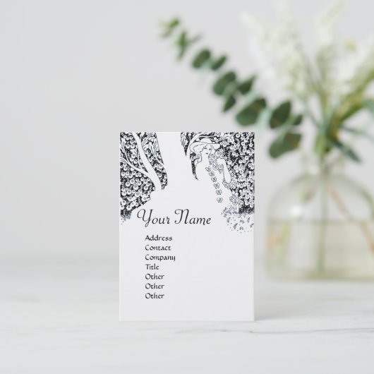 ROMANCE MONOGRAM, zwart-wit Visitekaartje (Staand voorkant)