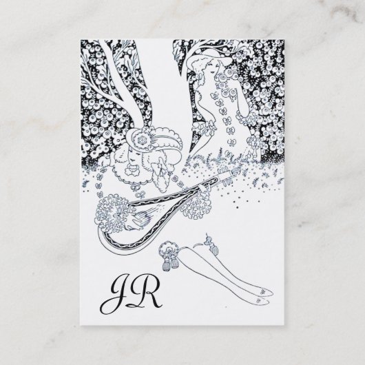 ROMANCE MONOGRAM, zwart-wit Visitekaartje (Achterkant)