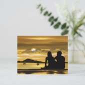 Romance mooi landschap op een paar stranden briefkaart (Staand voorkant)