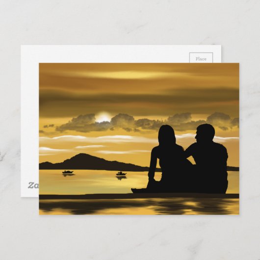 Romance mooi landschap op een paar stranden briefkaart (Voorkant / Achterkant)