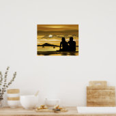 Romance mooi landschap op een paar stranden poster (Keuken)