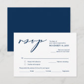 Romance, Navy Blue Calligraphy ,Wedding RSVP Informatiekaartje (Voorkant / Achterkant)