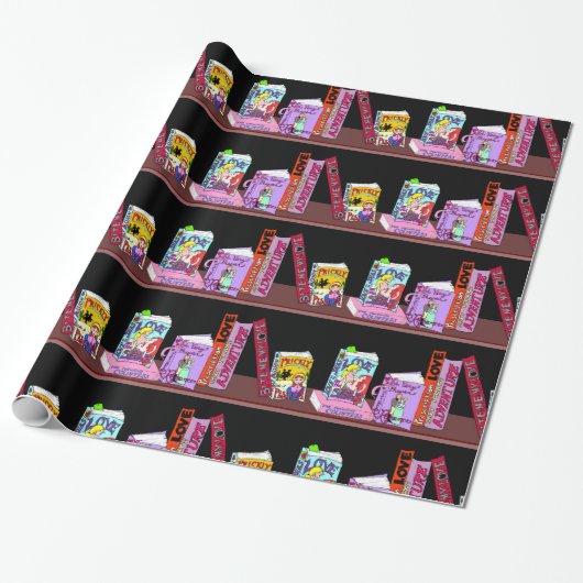 Romance Novel Bookshelf - Papiercadeauverpakking v Cadeaupapier (Uitgerold)
