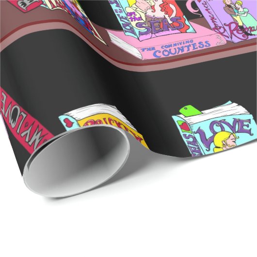 Romance Novel Bookshelf - Papiercadeauverpakking v Cadeaupapier (Rol Hoek)