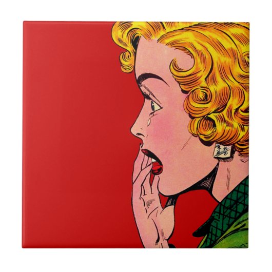  Romance Novel Girl Comic Art Tegeltje (Voorkant)