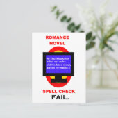 Romance Novel Spell Check Fail Funny Briefkaart (Staand voorkant)