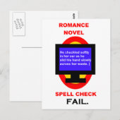 Romance Novel Spell Check Fail Funny Briefkaart (Voorkant / Achterkant)