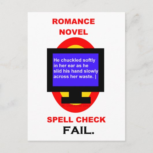 Romance Novel Spell Check Fail Funny Briefkaart (Voorkant)