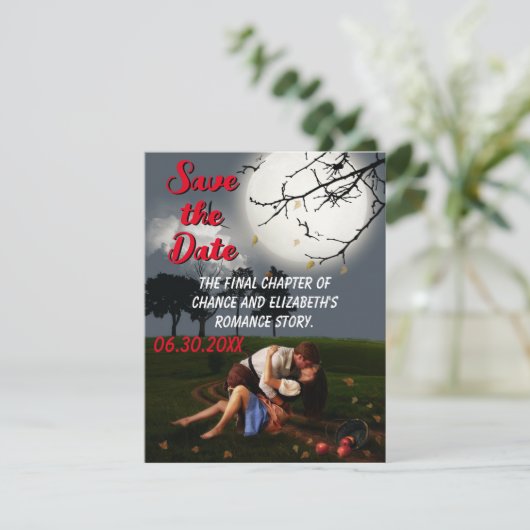Romance Novel Style Save the Date Announounding Po Aankondiging (Staand voorkant)