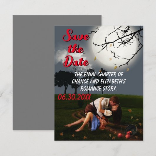 Romance Novel Style Save the Date Announounding Po Aankondiging (Voorkant / Achterkant)