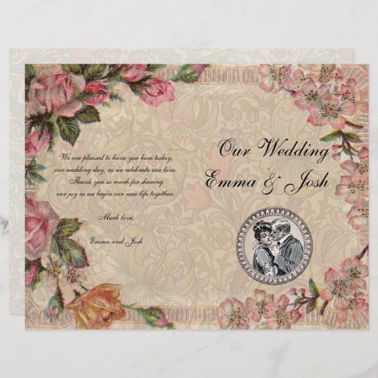  Romance paar Antiek Rozen bruiloft (Voorkant / Achterkant)