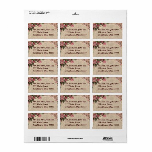  Romance paar Antiek Rozen bruiloft Etiket (Full Sheet)