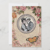 Romance paar Antiek Rozen bruiloft Kaart (Achterkant)