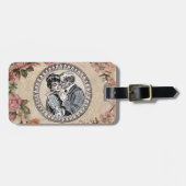  Romance paar: Antiek Rozen Girly Love Bagagelabel (Voorkant horizontaal)