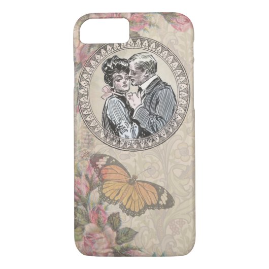  Romance paar: Antiek Rozen Girly Love Case-Mate iPhone Case (Achterkant)