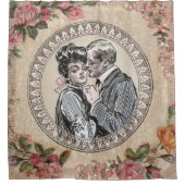  Romance paar: Antiek Rozen Girly Love Douchegordijn (Voorkant)