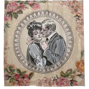 Romance paar: Antiek Rozen Girly Love Douchegordijn