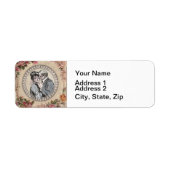  Romance paar: Antiek Rozen Girly Love Etiket (Voorkant)