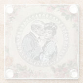  Romance paar: Antiek Rozen Girly Love Glazen Onderzetter (Achterkant)