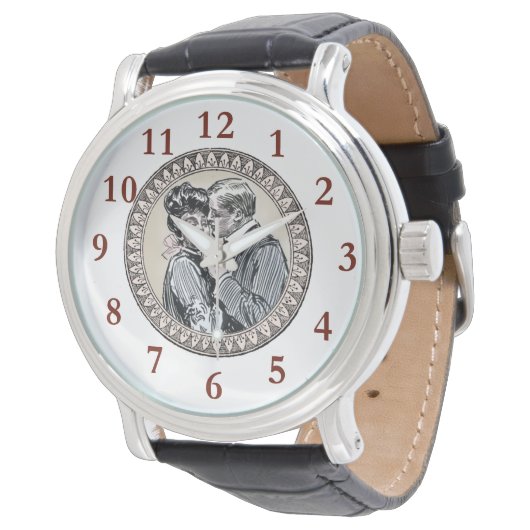  Romance paar: Antiek Rozen Girly Love Horloge (Gekanteld)