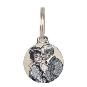 Romance paar: Antiek Rozen Girly Love Huisdierpenning