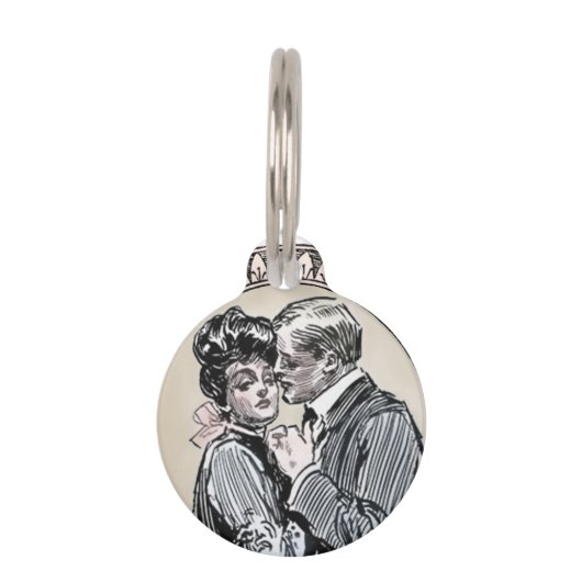  Romance paar: Antiek Rozen Girly Love Huisdierpenning (Voorkant)