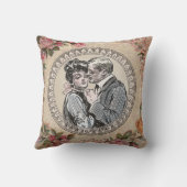 Romance paar: Antiek Rozen Girly Love Kussen (Achterkant)