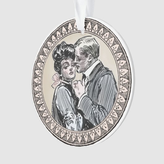  Romance paar: Antiek Rozen Girly Love Ornament (voorkant)