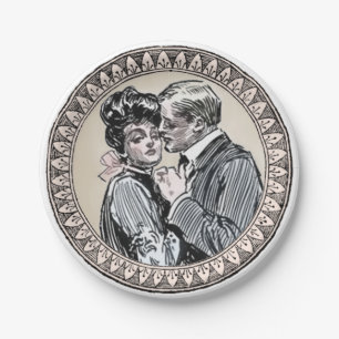 Romance paar: Antiek Rozen Girly Love Papieren Bordje