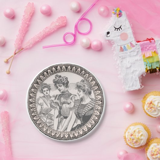  Romance paar: Antiek Rozen Girly Love Papieren Bordje (Feest)