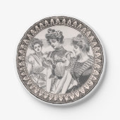  Romance paar: Antiek Rozen Girly Love Papieren Bordje (Voorkant)