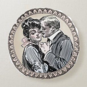  Romance paar: Antiek Rozen Girly Love Rond Kussen