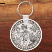 Romance paar: Antiek Rozen Girly Love Sleutelhanger (Voorkant)