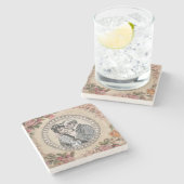  Romance paar: Antiek Rozen Girly Love Stenen Onderzetter (Zijkant)