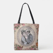  Romance paar: Antiek Rozen Girly Love Tote Bag (Achterkant)