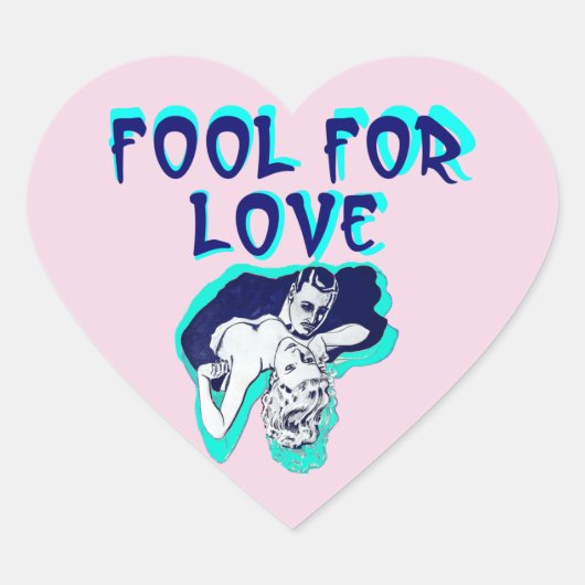 Romance paar geliefden retro art Fool for Love Hart Sticker (Voorkant)