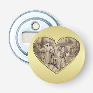  Romance paar, man en vrouw, goud Button Flesopener