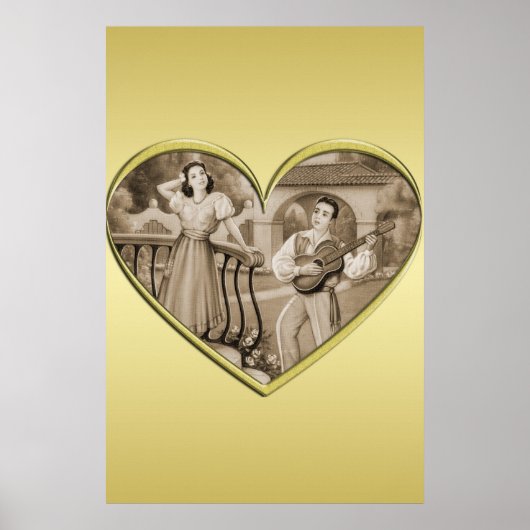 Romance paar, man en vrouw, goud Poster (Voorkant)