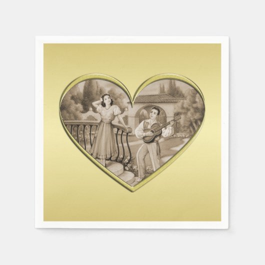  Romance paar, man en vrouw, goud Servet (Voorkant)