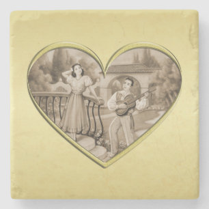  Romance paar, man en vrouw, goud Stenen Onderzetter
