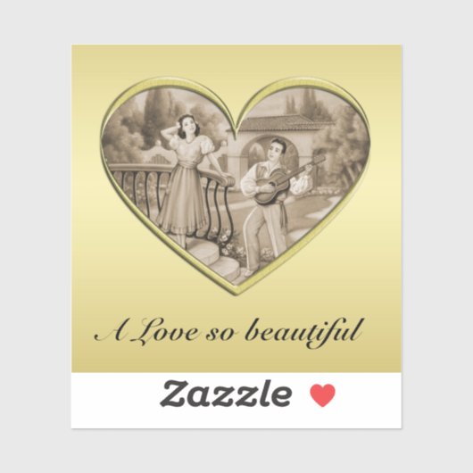 Romance paar, man en vrouw, goud Sticker (Vel)