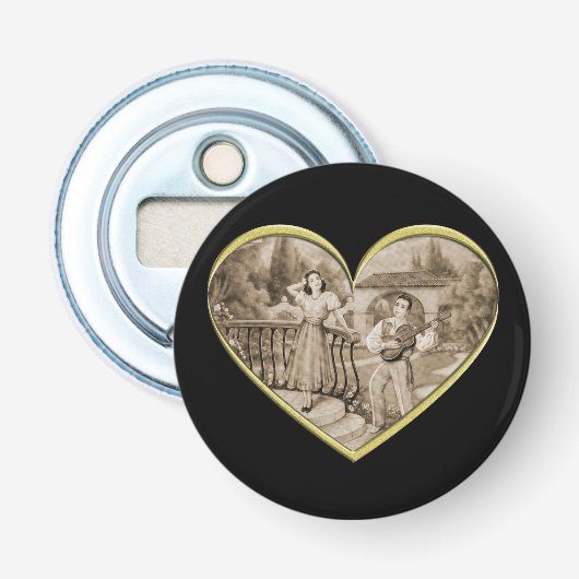  Romance paar, man en vrouw liefde Button Flesopener (Voorkant)