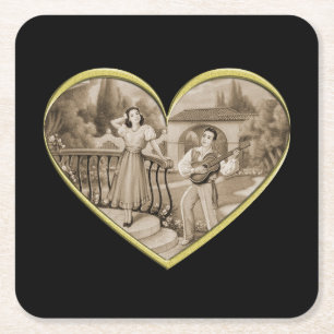 Romance paar, man en vrouw liefde Kartonnen Onderzetters