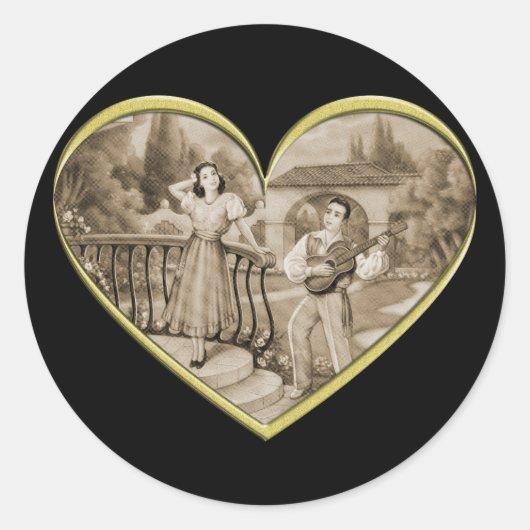 Romance paar, man en vrouw liefde Ronde Sticker (Voorkant)