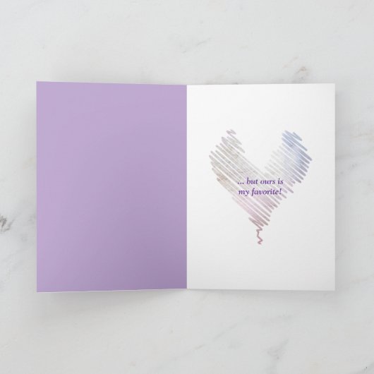 Romance Paarse Valentijn Feestdagen Kaart (Binnen)