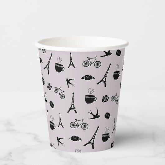 Romance Parijs | Eiffeltowerpatroon Papieren Bekers (Voorkant)